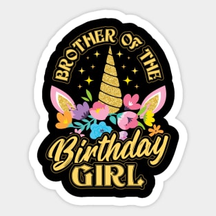 Brother of the Birthday Girl Unicorn Sticker